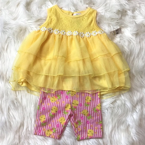 Duck Duck Goose 2Pc Baby Girl Yellow Tunic & Shorts Set Outfit Size 24 Months - Picture 7 of 9